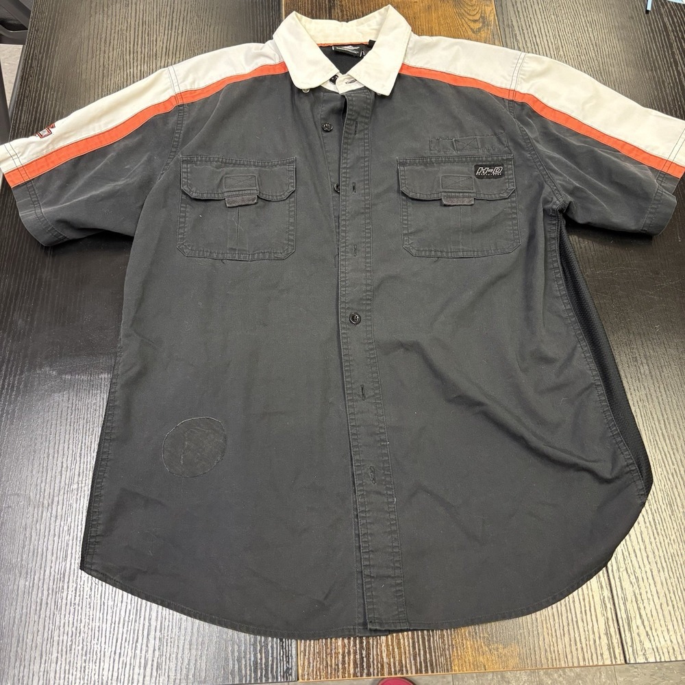 Harley Davidson Shirt Mens Large Black Colorblocked Garage Shirt Tech Motorcycle